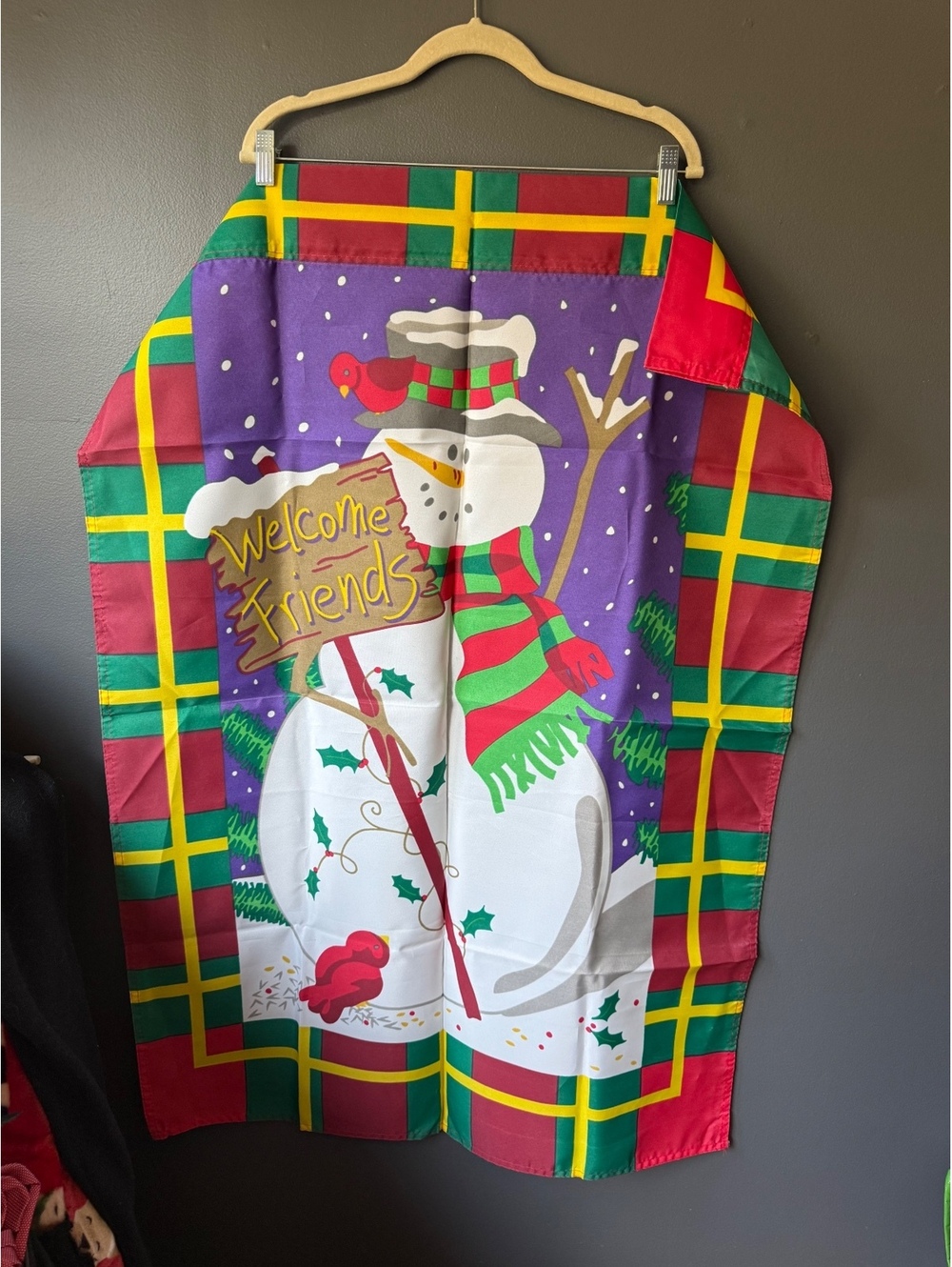 Festive Snowman Welcome Friends Holiday Flag
